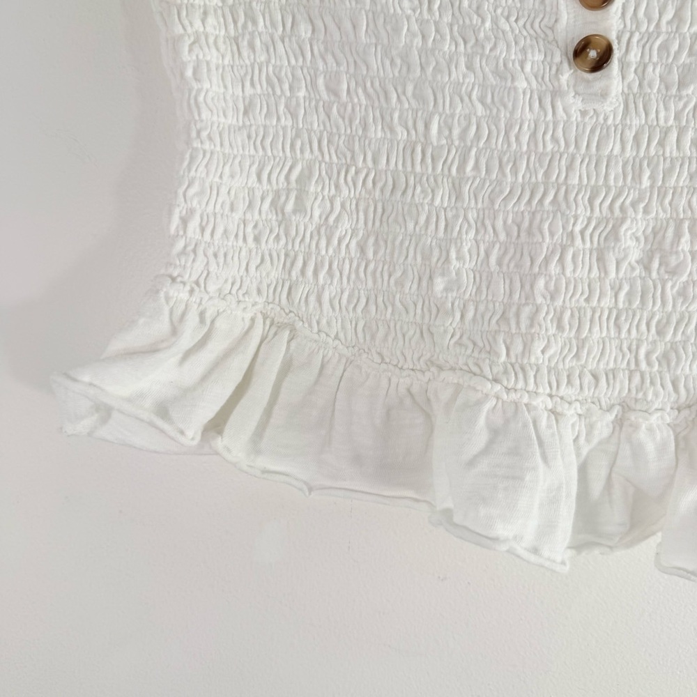 Free People Babe White Smocked & Ruffle Strapless Cropped Tube Top Large - Picture 4 of 10